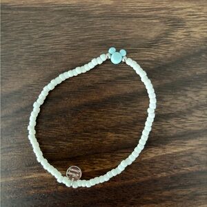 Pura Vida White Beaded Bracelet with Blue Mickey Accent